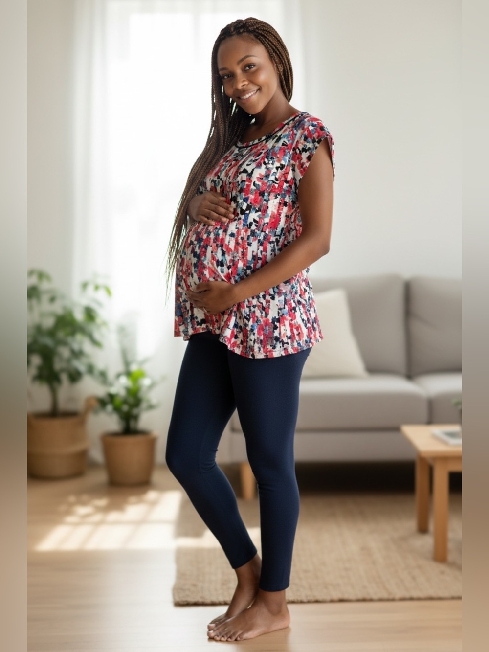 Motherhood Maternity XL Floral Blouse Babydoll Flutter Sleeve Top